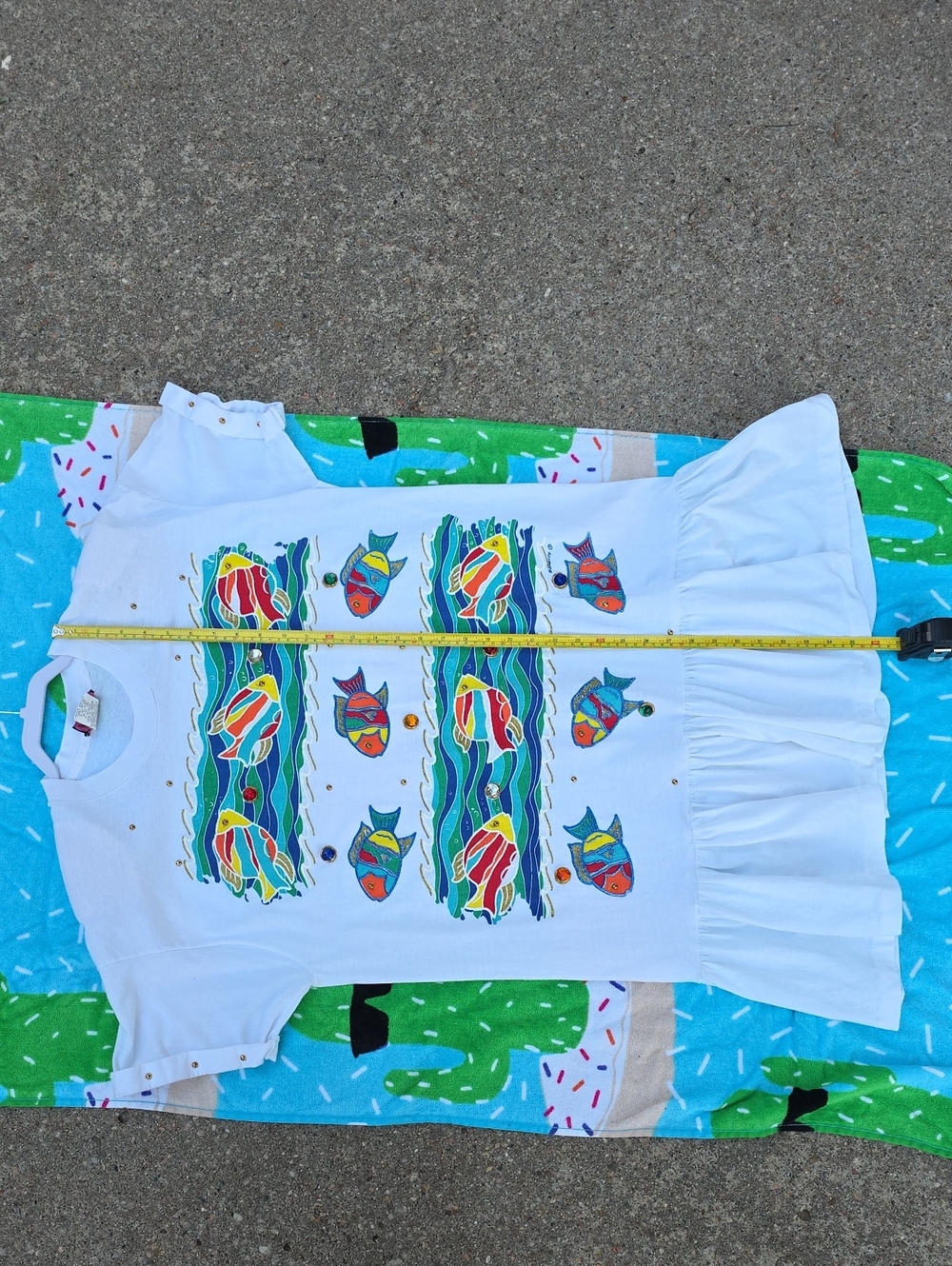 Vintage P.G.B. Embellished Tropical Fish Bathing Suit Cover Up Dress - Picture 13 of 16